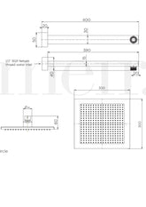 Meir SQUARE Wall Shower W/300mm Shower Rose W/400mm Arm